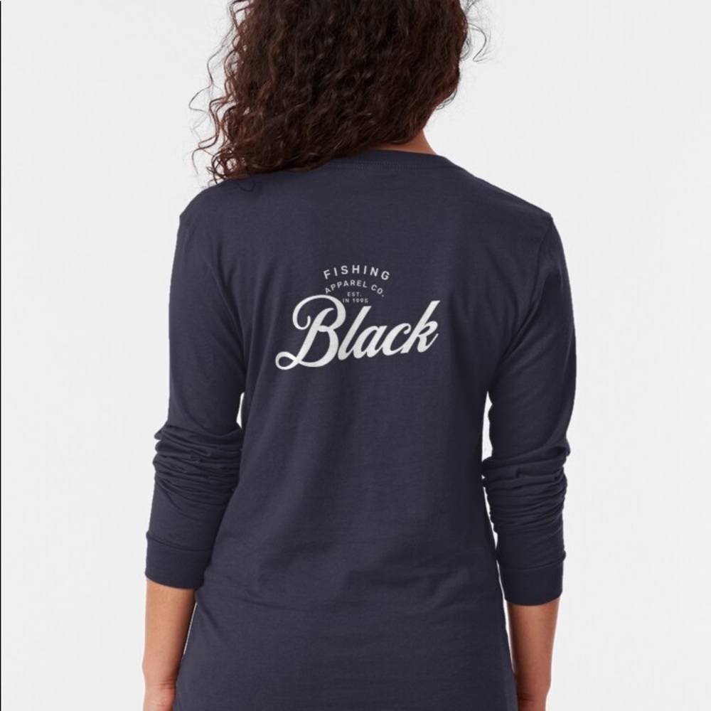 Black fishing apparel long sleeve dark blue t shirt